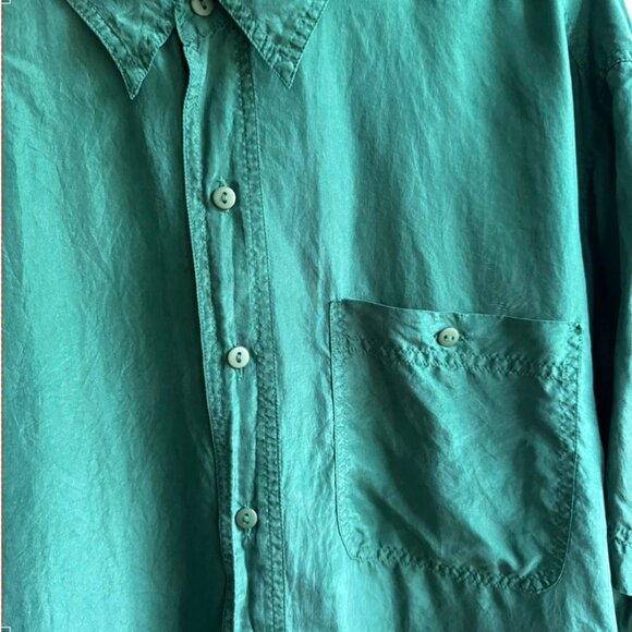 Vintage Impact 100% Silk Short Sleeve Button-Down Shirt - Picture 2 of 4